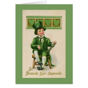 Vintage Irish Boy St. Patrick's Day Card Hälsningskort