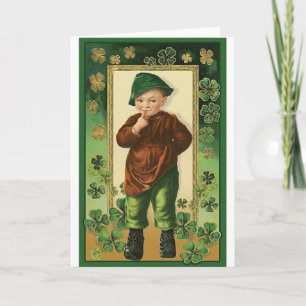Vintage Irish Boy St. Patrick's Day Card Kort