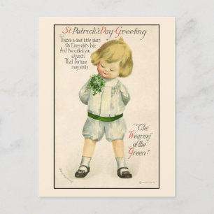 Vintage Irish Boy St. Patrick's Day Helg Vykort