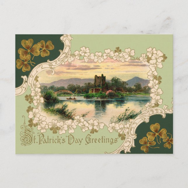 Vintage Irish Castle St. Patrick's Day Vykort (Framsida)
