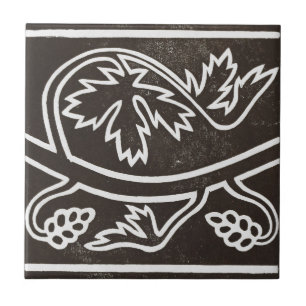 Vintage Irish Ceramic Art Design Black Kakelplatta