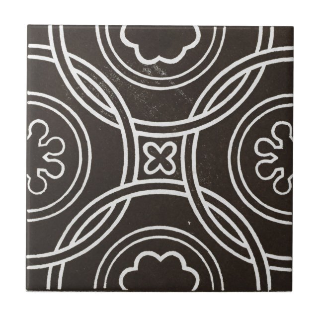 Vintage Irish Ceramic Art Design Black Kakelplatta (Framsidan)