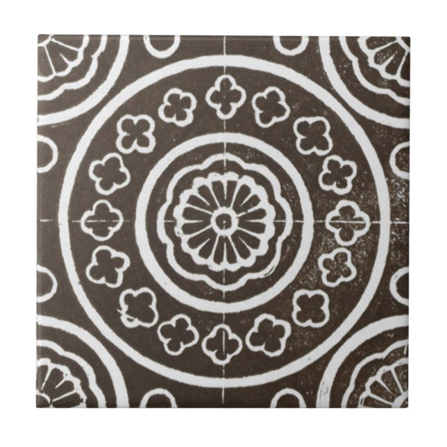 Vintage Irish Ceramic Art Design Black Kakelplatta (Framsidan)