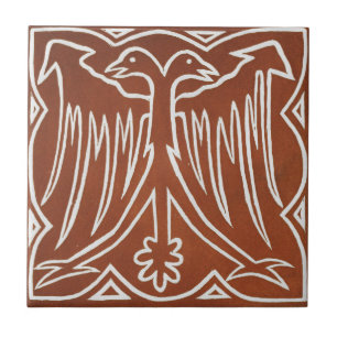 Vintage Irish Ceramic Art Design Red Bird Kakelplatta