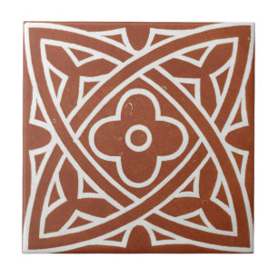 Vintage Irish Ceramic Art Design Red Celtic Kakelplatta