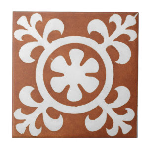 Vintage Irish Ceramic Art Design Red Kakelplatta
