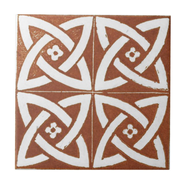 Vintage Irish Ceramic Art Design Red Kakelplatta (Framsidan)