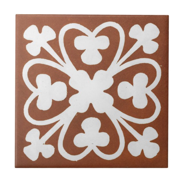 Vintage Irish Ceramic Art Design Red Klöver Kakelplatta (Framsidan)