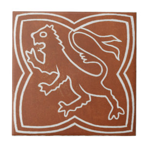Vintage Irish Ceramic Art Design Red Lejon Kakelplatta