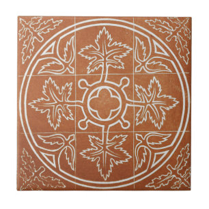 Vintage Irish Ceramic Art Design Red Löv Kakelplatta