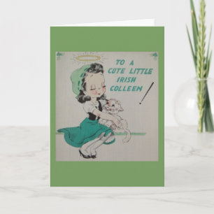 Vintage Irish Colleen Greeting Card Kort