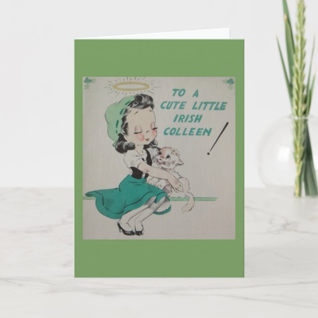 Vintage Irish Colleen Greeting Card Kort (Framsida)