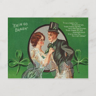 Vintage Irish Couple St patrick's day Card Vykort