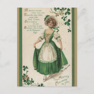 Vintage Irish Dam med Shamrocks St patricks day Vykort