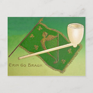 Vintage Irish Flagga Harp of Erin St patrick's day Vykort
