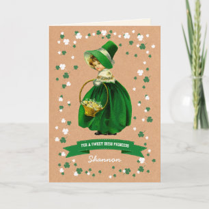Vintage Irish Girl Custom Name St. Patrick's Day Kort