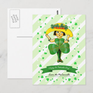 Vintage Irish Girl Custom Name St. Patrick's Day Vykort