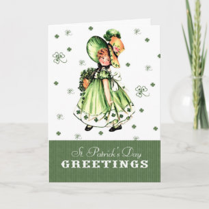 Vintage Irish Girl St. Patrick's Day Greeting Card Kort