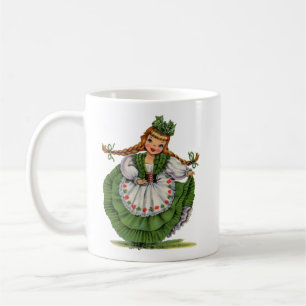 Vintage Irish Girl Traditional Dress Kaffemugg