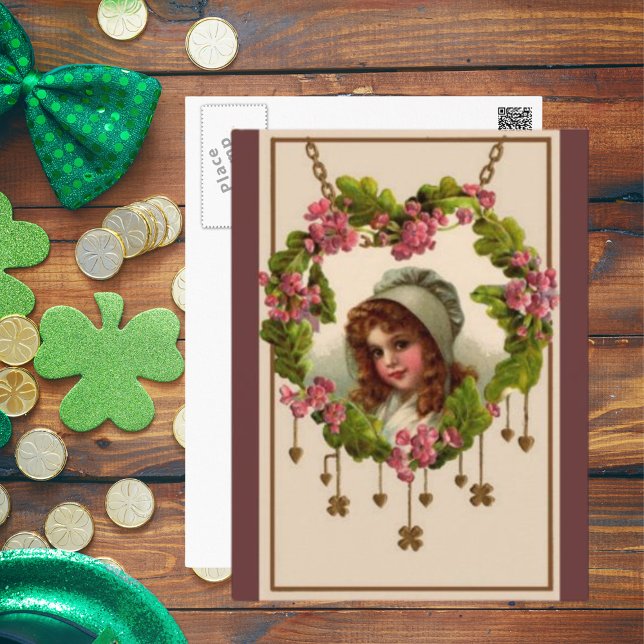 Vintage Irish Girl Vykort (Vintage Irish Girl Postcard)