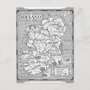 Vintage Irish Karta Vykort