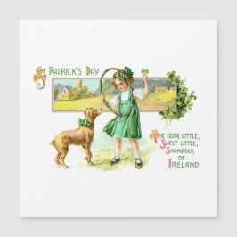 Vintage Irish Lass, Shamrocks och Hund