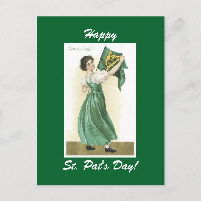 Vintage Irish Miss Postcard Vykort (Framsida)