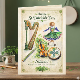 Vintage Irish Music & Dance St. Patrick's Day Card Kort