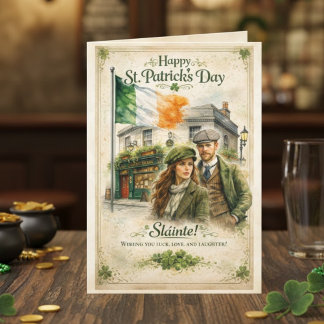 Vintage Irish Pub | Irish Flag | St. Patrick's Day Kort