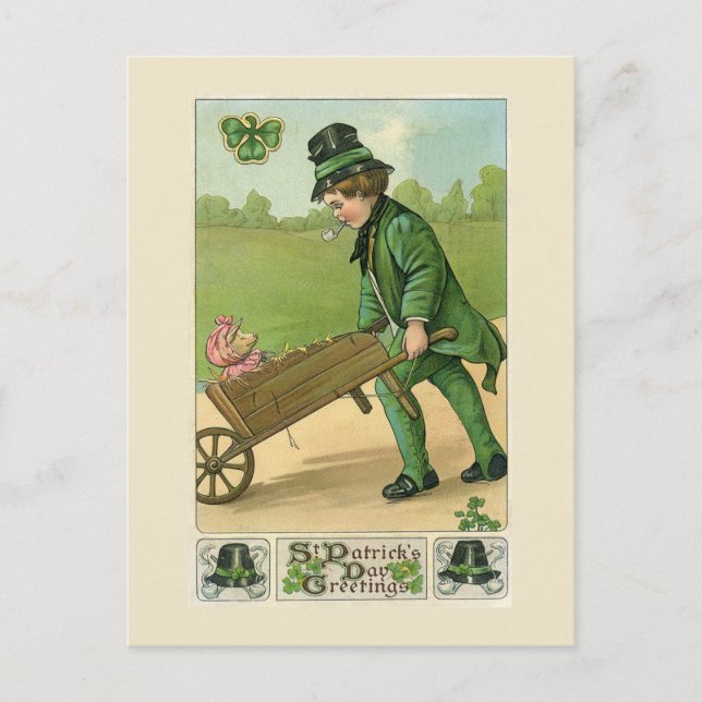 Vintage Irish Saint patrick's day Helg Vykort (Framsida)
