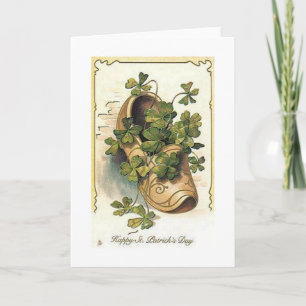 Vintage Irish Shamrock Shoe St. Patrick's Day Card Kort