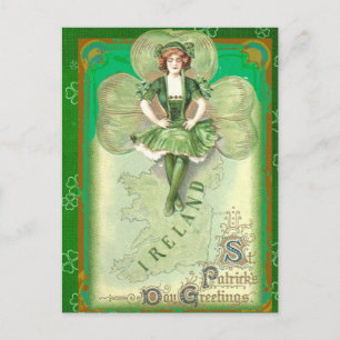 Vintage Irish St patricks day Hälsning Vykort