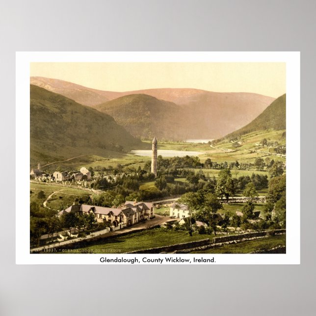 Vintage Irland, 1800-talet Glendalough Wicklow Poster (Framsidan)