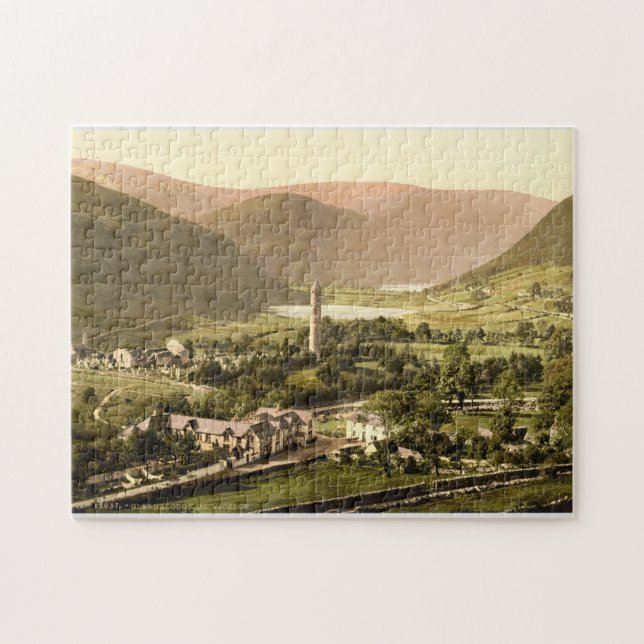 Vintage Irland, Glendalough by Wicklow län Pussel (Horisontell)