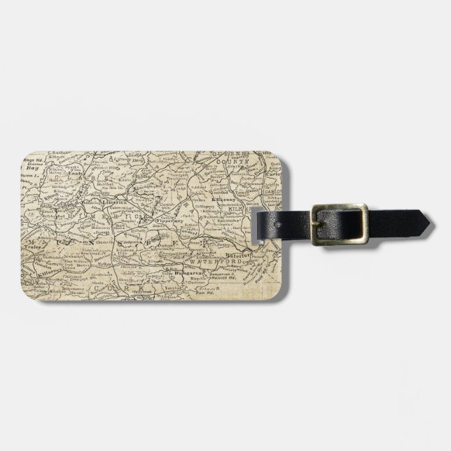 Vintage Irland Karta Limerick Southern Region Bagagebricka (Horisontell Framsida)