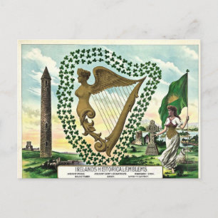 Vintage Irlands historiska emblem Vykort