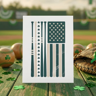 Vintage irländsk amerikansk flagg Shamrock Pride A Julkort