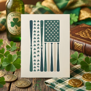 Vintage irländsk-amerikansk shamrock-flaggkonst julkort