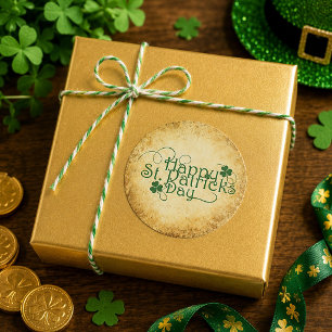 Vintage irländsk charm Lycka till St. Patrick's Da Runt Klistermärke