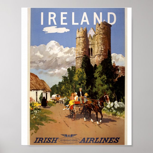Vintage irländsk flygbolagsreseposters poster (Framsidan)