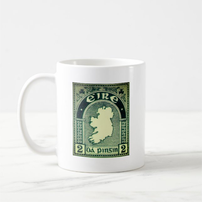 Vintage irländskt frimärke, 1922 kaffemugg (Vänster)