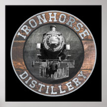 Vintage Ironhästdestilleri i trä och Metall