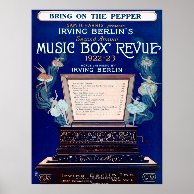 Vintage Irving Berlin Music Box Review 1922 Poster (Framsidan)