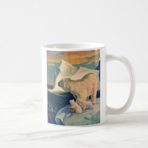 Vintage isbjörnar på isberg, vilda arktiska djur kaffemugg