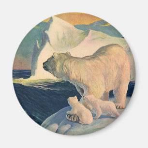 Vintage Isbjörnar på Isberg, Vilda Arktiska Djur Magnet