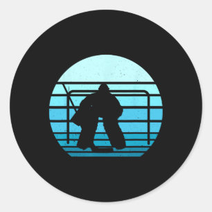 Vintage ishockeyspelare Blå hockeylag Retro H Runt Klistermärke