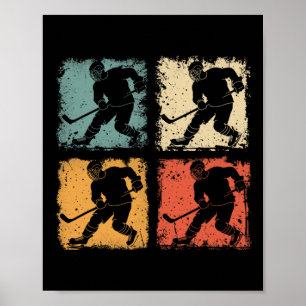 Vintage ishockeyspelare Clic Retro stil grafik Poster