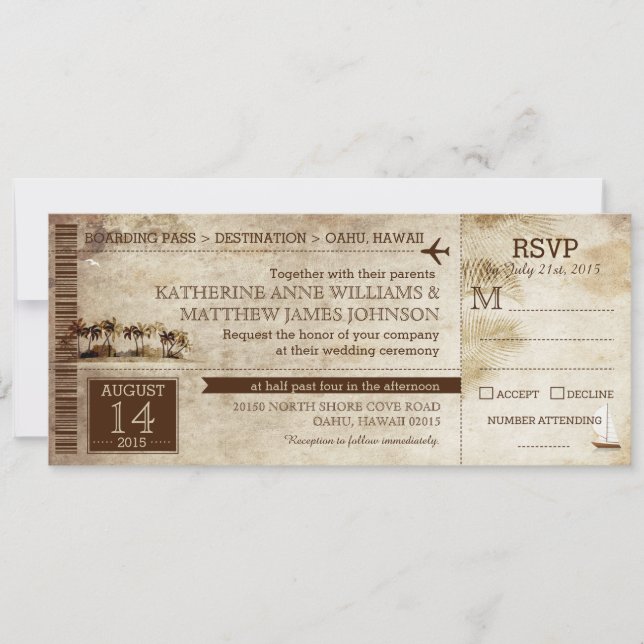 Vintage Island Retreat Beach Destination Wedding Inbjudningar (Framsida)