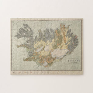 Vintage Islandets geologiska Karta (1901) Pussel