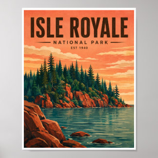 Vintage Isle Royale National Park Resa Poster